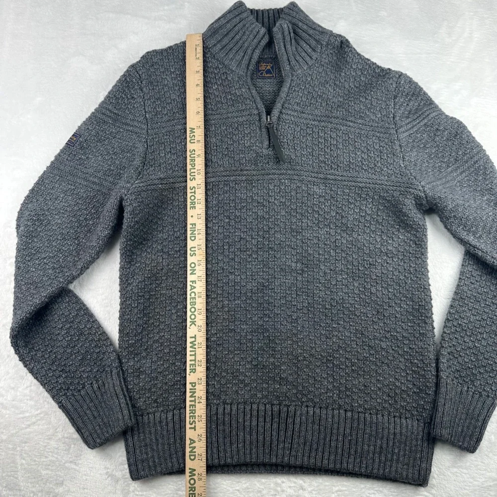 Superdry Jacob Chunky 1/4 Zip Sweater Mens XL Grey Wool Blend M6110308A